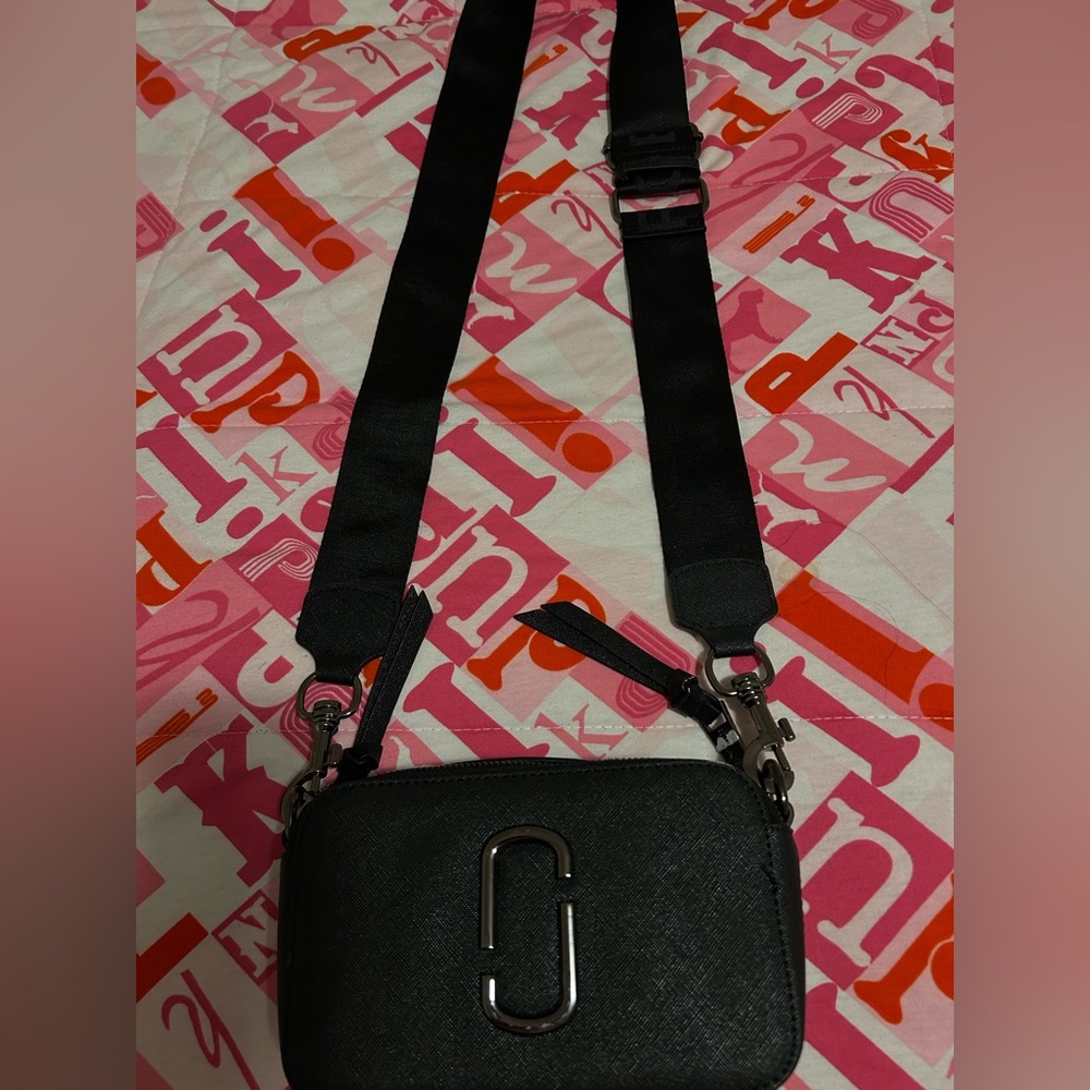 Marc Jacobs Black Crossbody Bag with Silver Accents